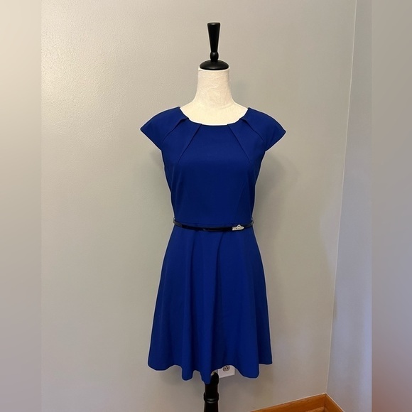 Tahari ASL Dresses & Skirts - Tahari Arthur S. Levine Belted Fit and Flare Dress with Cap Sleeves - Size 4P